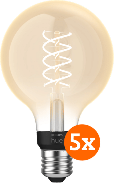 Philips Hue Filamentlamp White Globe E27 5-pack