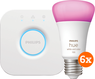 Philips Hue White and Color Starter Pack met 6 lampen + Bridge