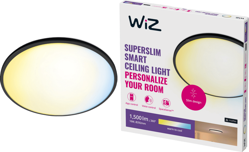 WiZ Plafondlamp SuperSlim - alle tinten wit licht - zwart