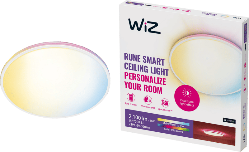 WiZ Plafondlamp Rune - Gekleurd en wit licht - wit