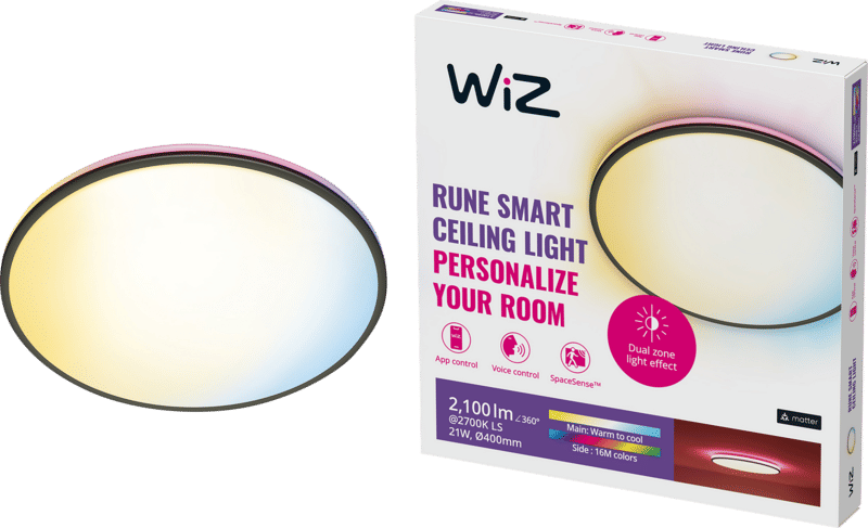 WiZ Plafondlamp Rune - Gekleurd en wit licht - zwart