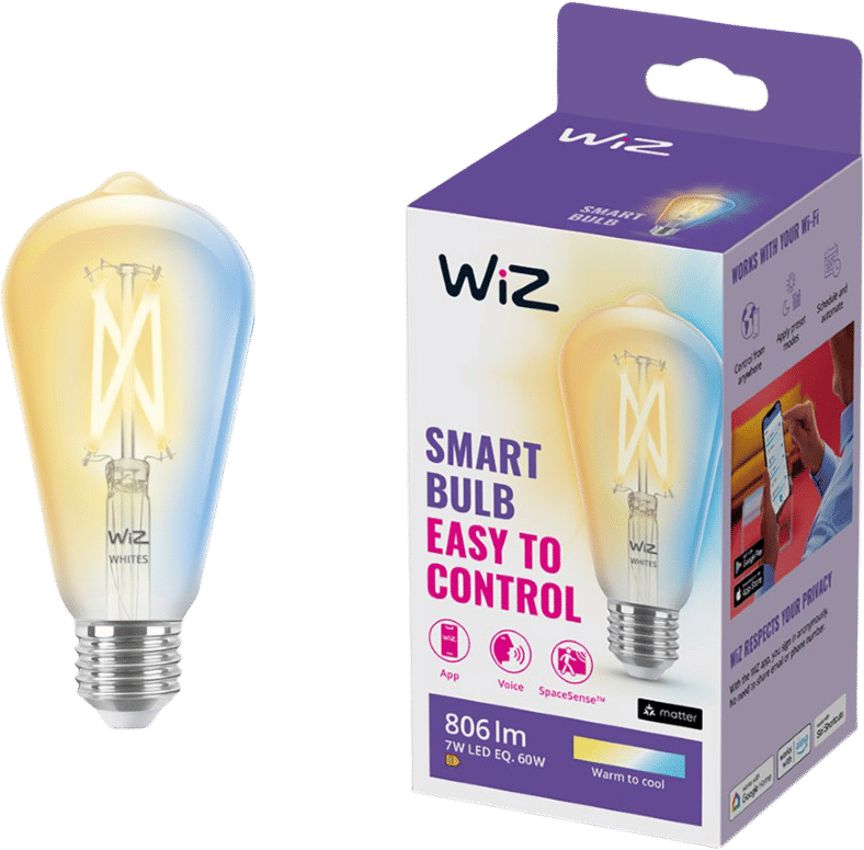 WiZ Edison Filament - Warm tot Koelwit Licht - E27 - Transparant