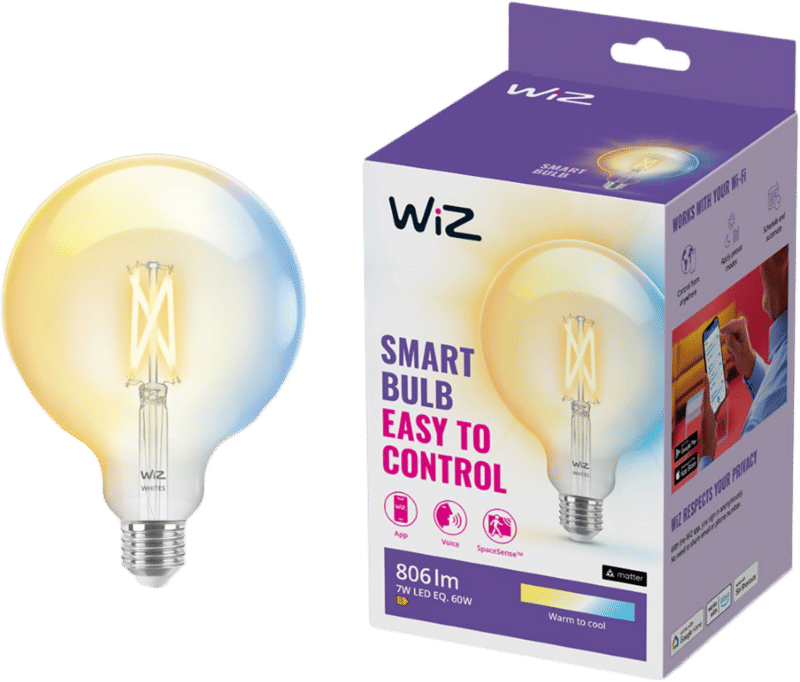 WiZ Globe XL Filament - Warm tot Koelwit Licht - E27 - Transparant