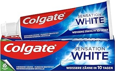 Colgate Tandpasta Sensation White 12 x 75 ml, verwijdert tandsmeltvriendelijke verwijdering van oppervlakteverkleuringen, bleken van tanden voor blijvende witte tanden