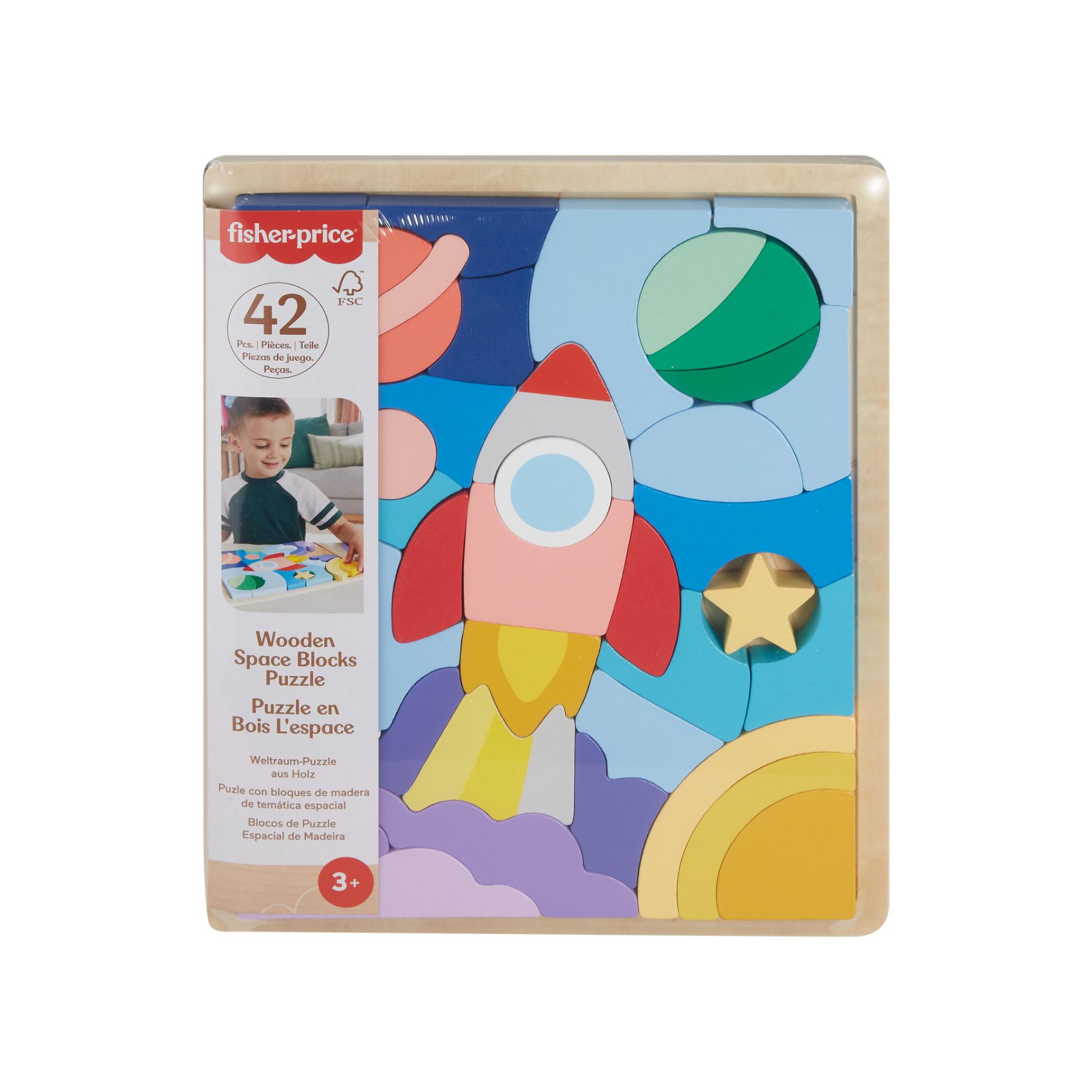 Fisher-Price Houten Ruimteblokkenpuzzel - Vormenpuzzel