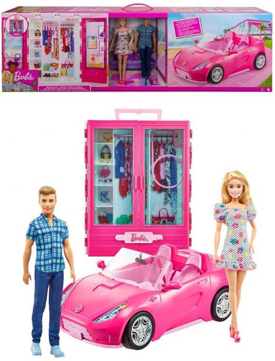 Barbie en Ken - Inclusief auto en kledingkast - Barbiepop - Barbieset