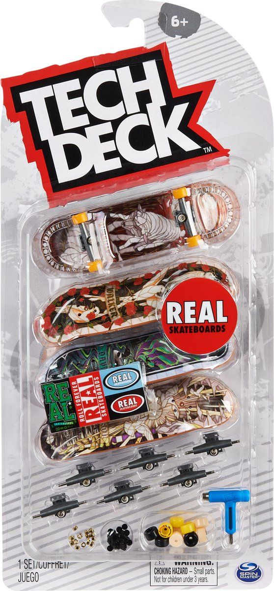 Tech Deck - Ultra DLX-pakket met 4 vingerskateboards - Real Skateboards - aanpasbare miniskateboards