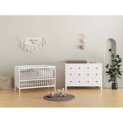 Cabino Babykamer Wit 2 Delig Baby Bed Lola + Commode Bretagne