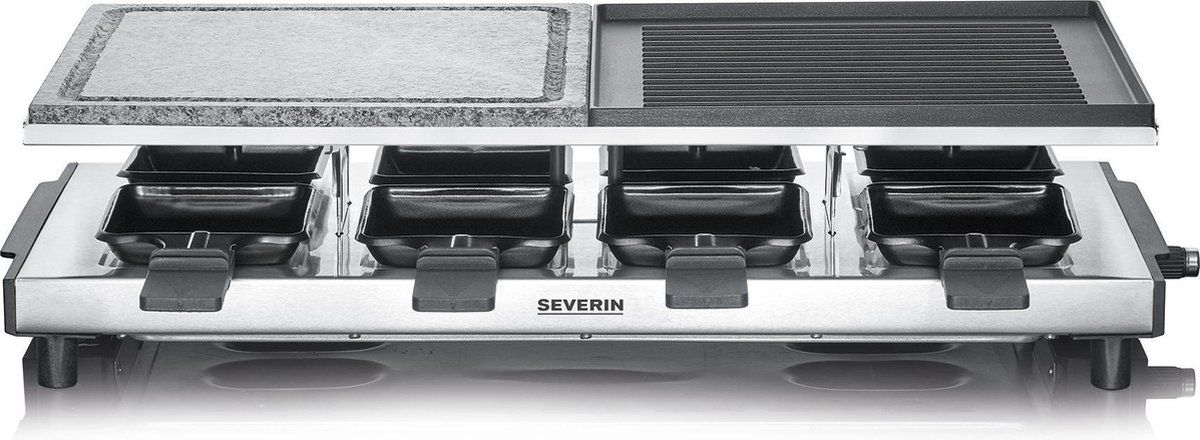 Severin RG 2373 Raclettegrill met natuurlijke grillsteen en grillplaat zilver