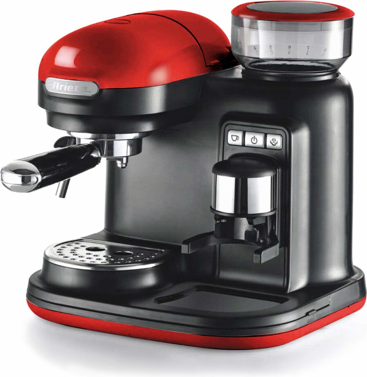 Ariete 1318 Moderna Espressomachine - Pistonmachine - met geïntegreerde koffiemolen - rood