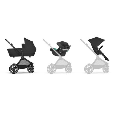 cybex GOLD 3 in 1 reiswandelwagen Eos Lux inclusief baby-autostoeltje Aton B2 Black Moon Black