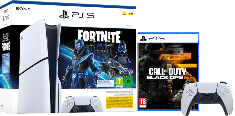 PlayStation 5 Slim Disc Edition + Fortnite Voucher + Black Ops 6 + Extra Controller Wit