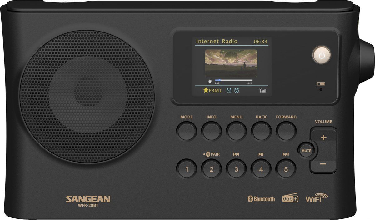 Sangean WFR-28BT - Bluetooth - Internetradio - FM/AM radio - Zwart