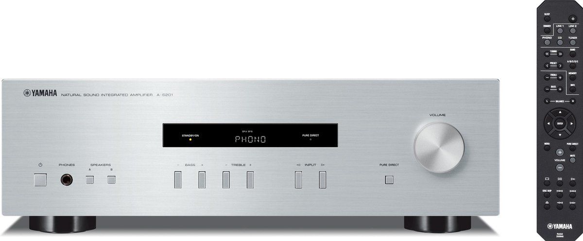 Yamaha AS-201 – Stereo versterker - Analoge aansluitingen - Hoogwaardige geluidskwaliteit - Zilver