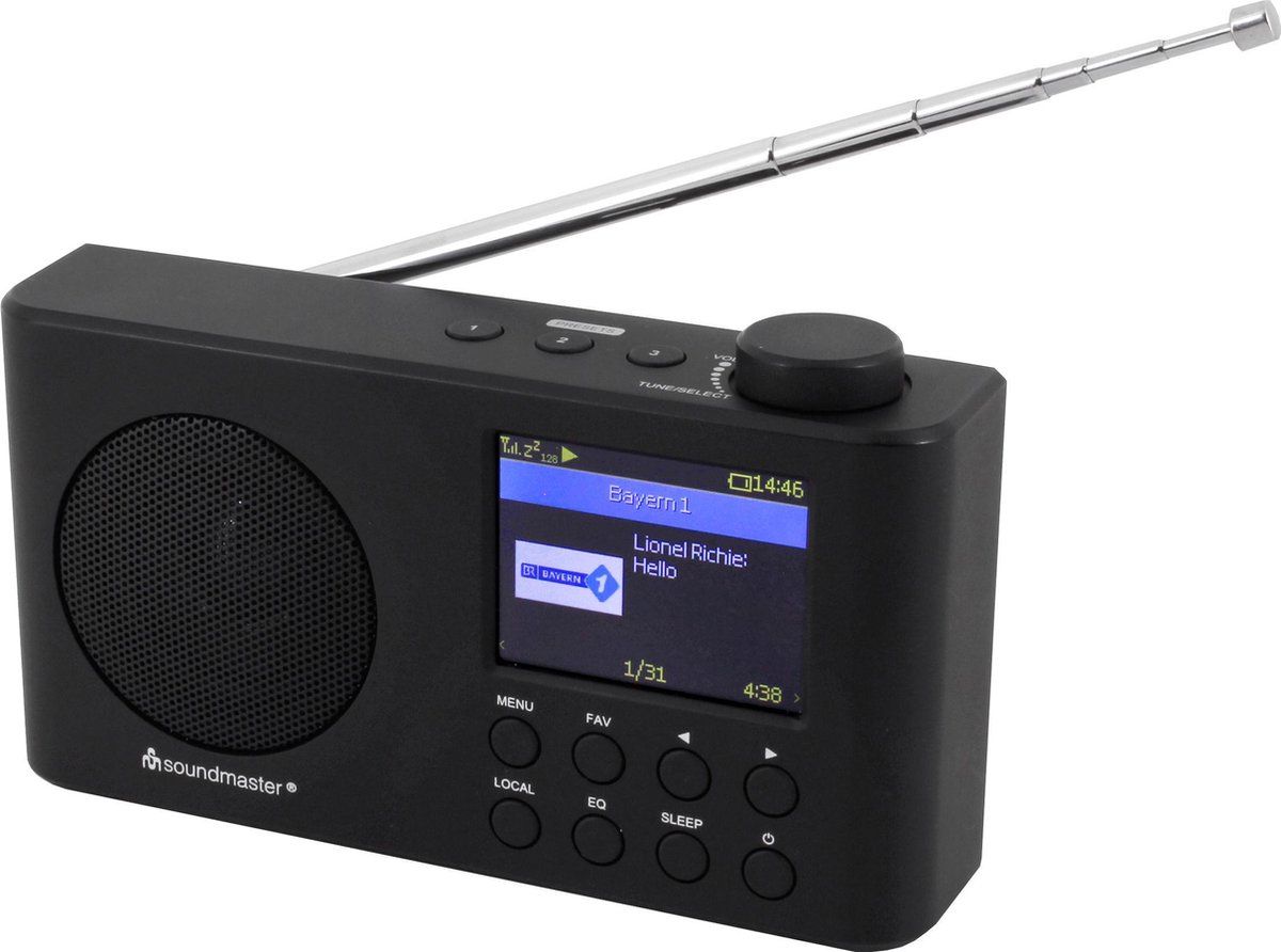 Soundmaster IR6500SW - Portable internetradio met ingebouwde accu en kleurendisplay, zwart