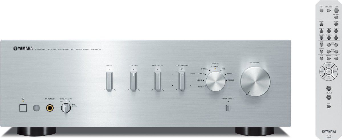 Yamaha AS-501 - Geïntegreerde versterker - Digitale ingangen - Variabele Loudness Control - ToP-ART ontwerp - Zilver