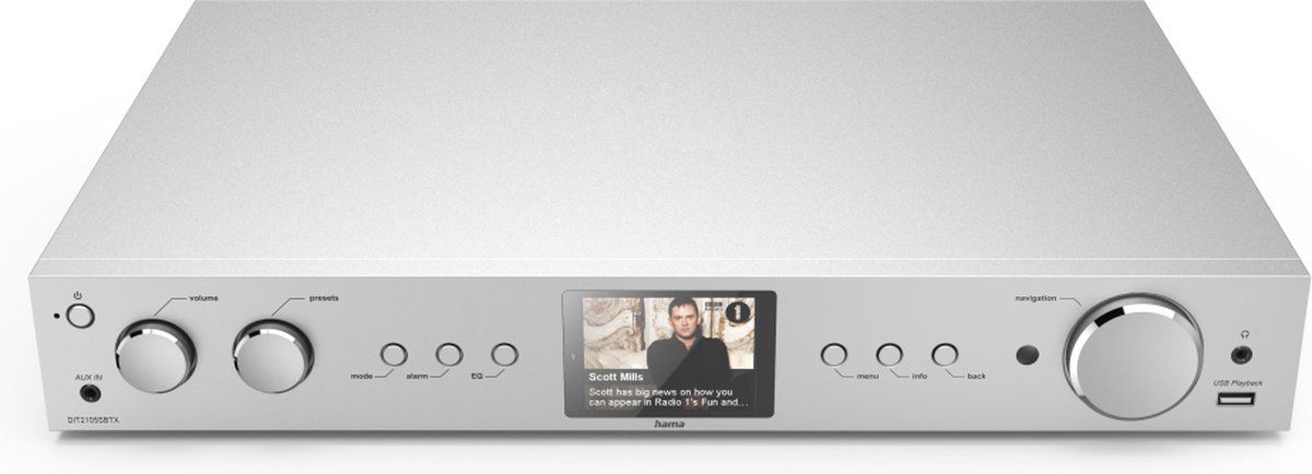 Hama Hifi-tuner "DIT2105SBTX", DAB+/internetradio/Bluetooth® RX & TX/app, zilver