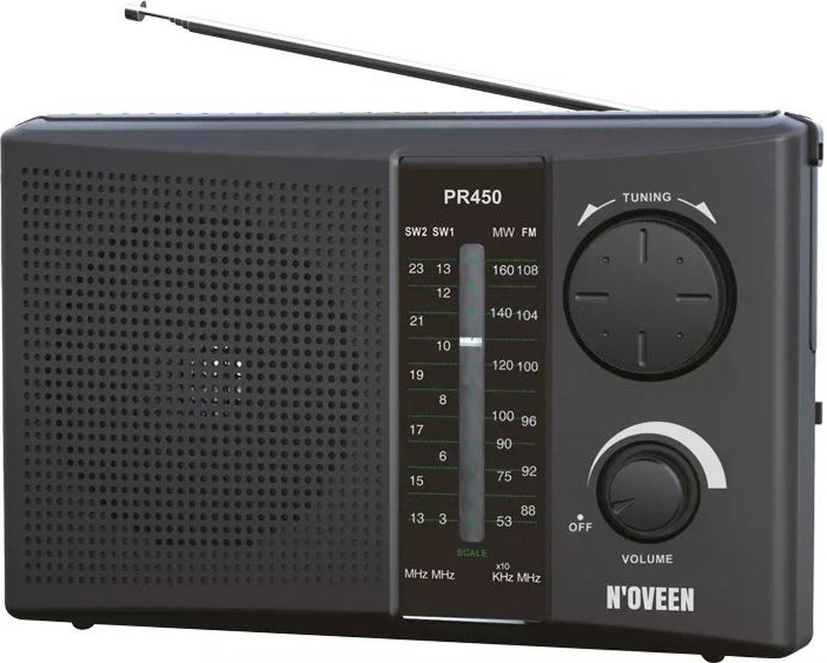 Noveen Portable Radio - Draagbare Radio - FM Radio - Draadloze FM Radio - Zwart