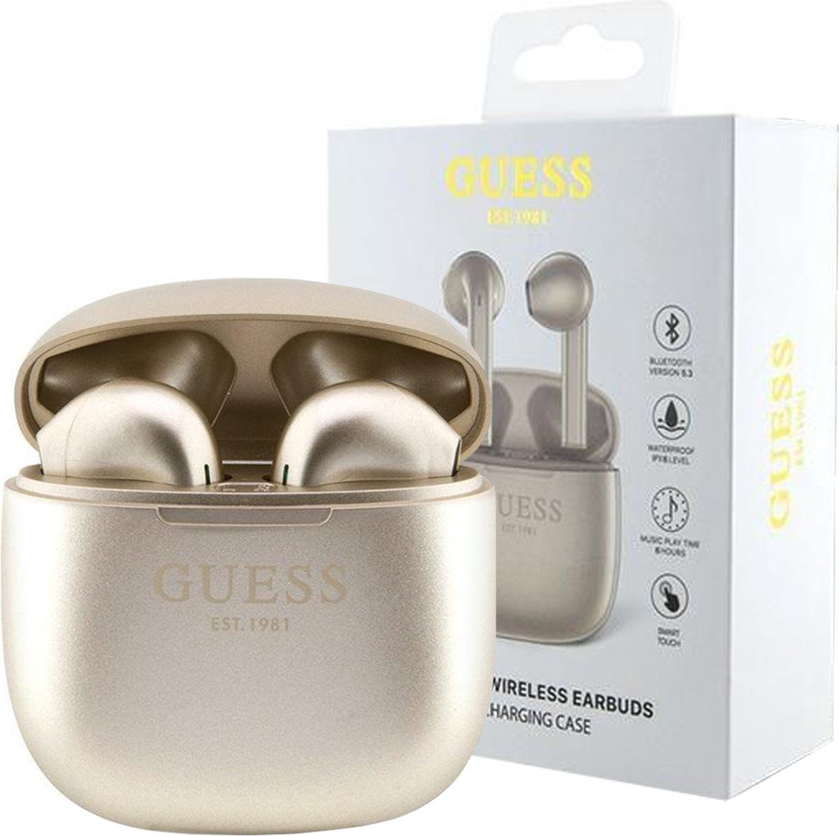 Guess TWS True Wireless Script Logo - Bluetooth In-ear Oordopjes - Goud