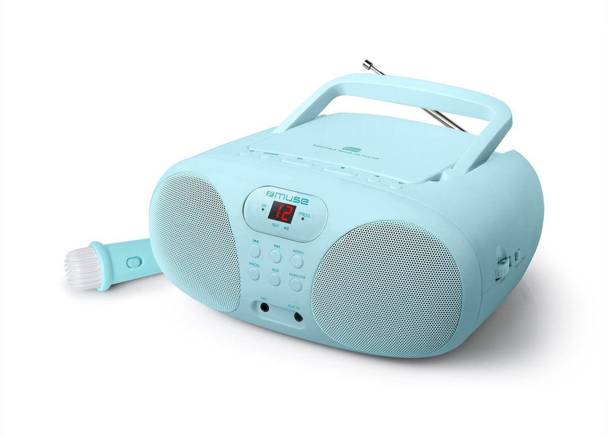 Muse MD-203KB - Boombox met radio/CD-speler en microfoon, kids, lichtblauw