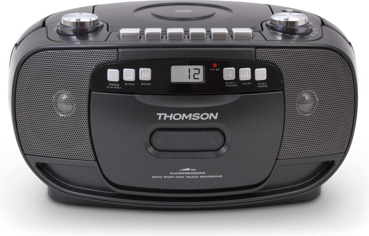 Thomson RK200CD FM-radio en CD Speler met Cassettedeck Recorder - Zwart