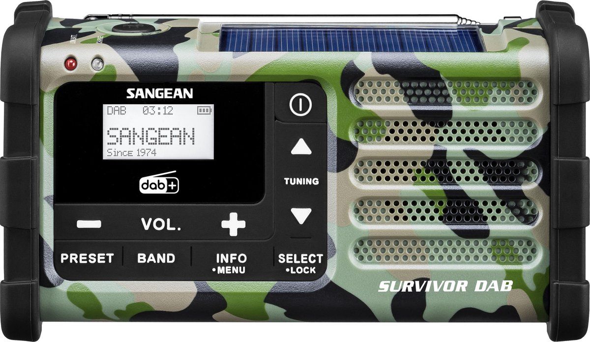 Sangean MMR-88 DAB+ FM-RDS/DAB/Handcrank/Solar Radio - Camouflage