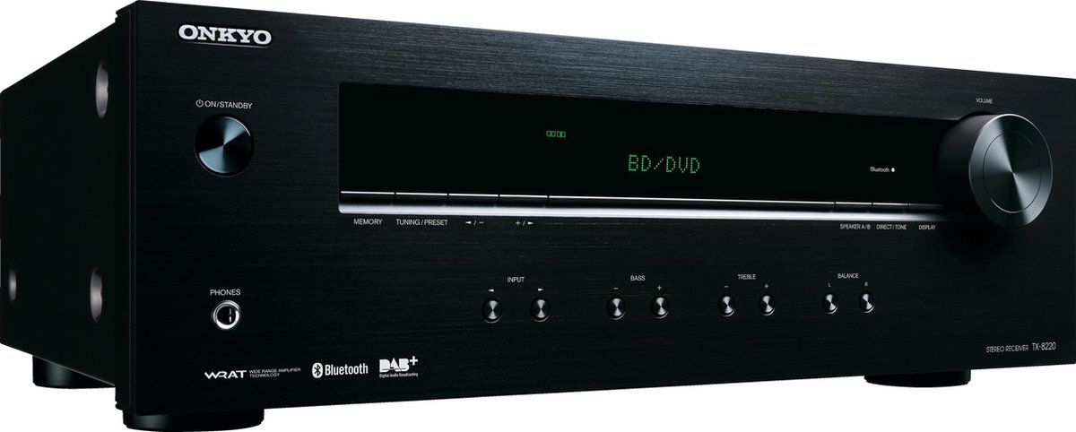 ONKYO TX-8220 Stereo 2.1 Receiver- 2x 80W, Speaker A/B, DAB+, Bluetooth Zwart