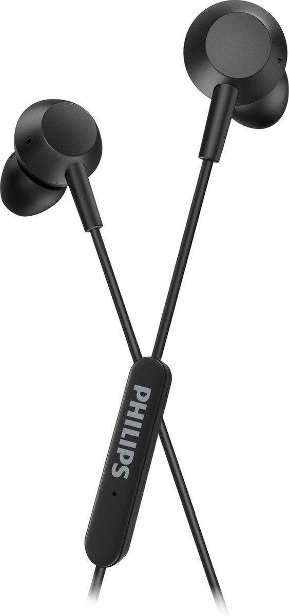 Philips TAE5008 In-ear Hoofdtelefoon met Microfoon | Lichtgewicht Bedraad | USB-C | 1,2 m Kabel | Afstandsbediening 3 Knoppen | 3 Maten Oordopjes | Comfortabele | Helder Geluid en Krachtige Bass | Zwart