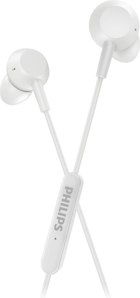 Philips TAE5008 In-ear Hoofdtelefoon met Microfoon | Lichtgewicht Bedraad | USB-C | 1,2 m Kabel | Afstandsbediening 3 Knoppen | 3 Maten Oordopjes | Comfortabele | Helder Geluid en Krachtige Bass | Wit