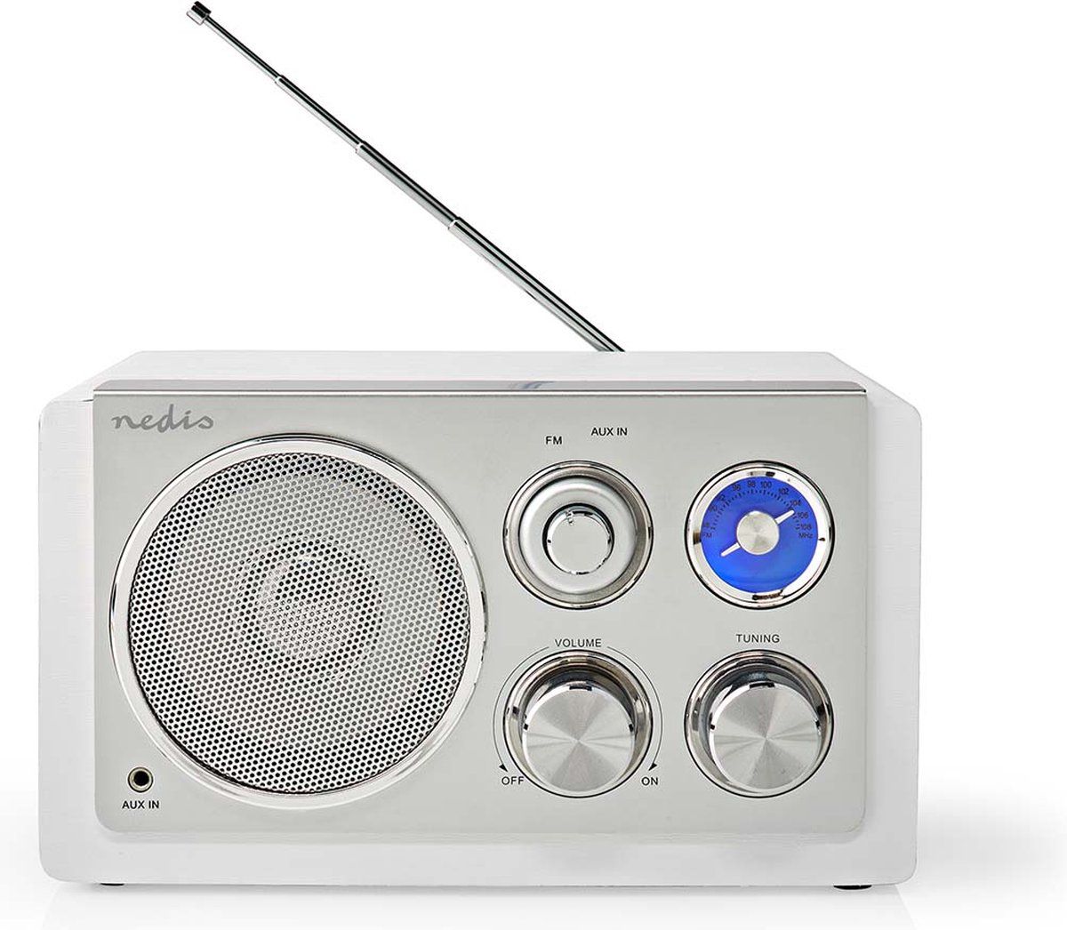 Nedis FM-Radio - Tafelmodel - FM - Netvoeding - Analoog - 15 W - IP20 - Wit