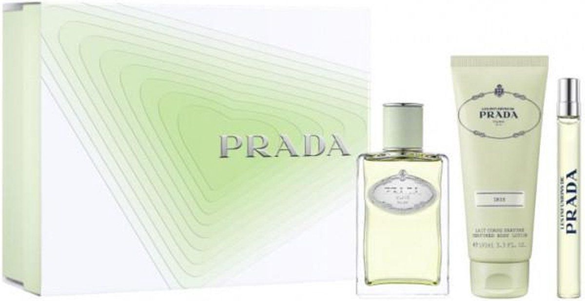 Prada Infusion de Iris Giftset - 100 ml eau de parfum spray + 10 ml eau de parfum tasspray + 100 ml bodylotion - cadeauset voor dames