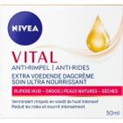 NIVEA VITAL Anti-Rimpel Extra Voedende Dagcrème - Rijpe en droge huid - SPF 15 - Met arganolie en calcium - 50 ml