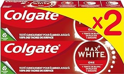COLGATE - Colgate Max White One tandpasta – klinisch getest om tot 100% van de oppervlaktevlekken te verwijderen – 2 x 75 ml