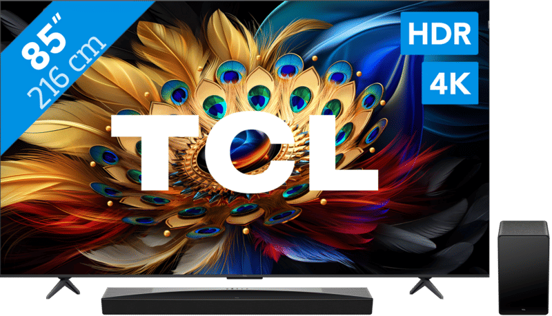 TCL QLED 85C61B (2024) + soundbar