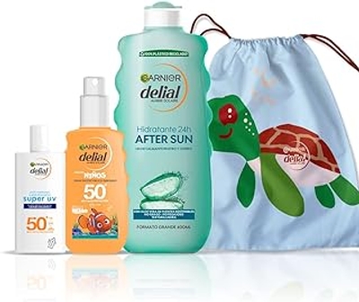 Garnier Zomerspray, voor kinderen en volwassenen, milieuvriendelijk, voor Nemo SPF 50 + zonnecrème met hyaluronzuur, 40 ml + aftersun met aloë vera voor hydratatie van de huid, 400 ml