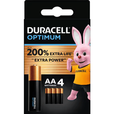 Duracell Optimum AA-batterijen (4 stuks), 1,5V-alkaline batterijen, LR6 MX1500