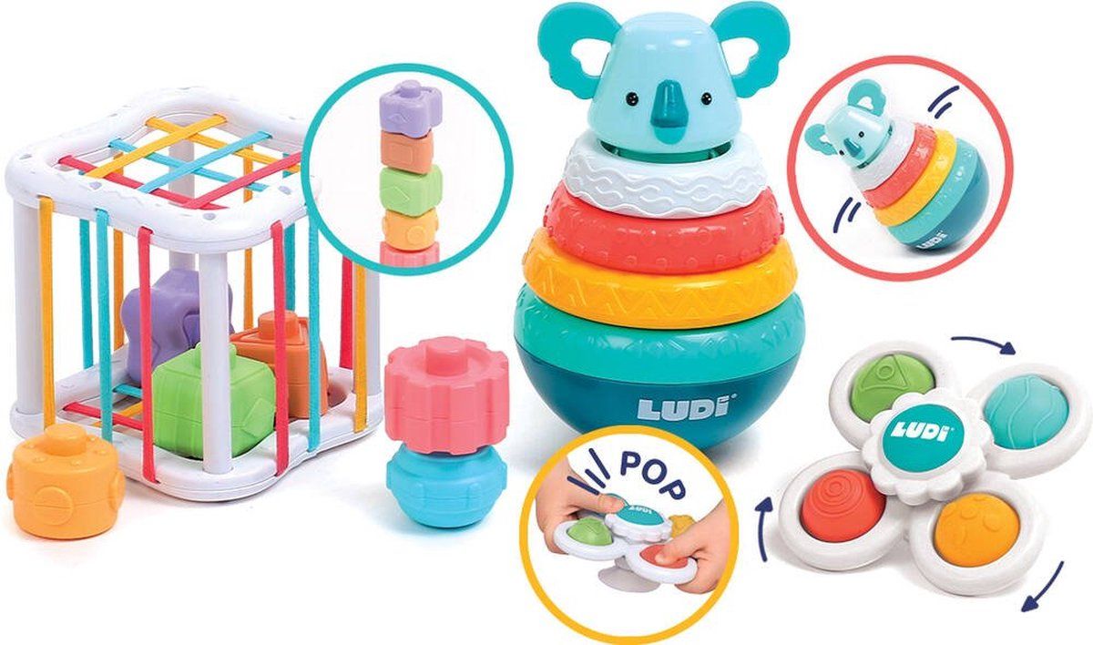 Ludi - Babyfitness Set - Stappelaar - Vormenstoof - Fitget - 3 stuks