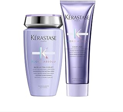 Kérastase Blond Absolu Cicaflash 250 ml Intensieve & opbouwende fondant & Kérastase Blond Absolu, anti-koper paarse shampoo, toning, voor koel blond en grijs haar, met hyalu