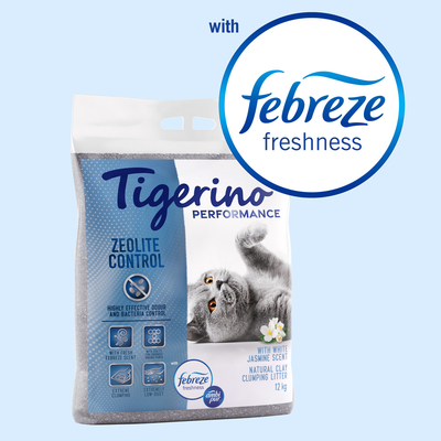 Tigerino Performance Febreze/Ambi Pur Freshness Zeolite Control Kattenbakvulling - 2 x 12 liter