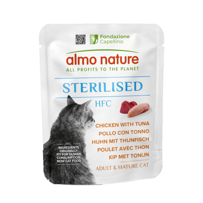 Voordeelpakket: 24x 50g Almo Nature HFC Sterilised kip met tonijn natvoer voor katten - natvoer katten