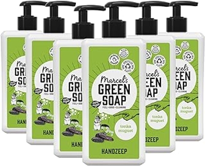 Marcel's Green Soap - Tonka en Mugulet handzeep – zeepdispenser voor de handen – 100% milieuvriendelijk – 100% veganistisch – 97% biologisch afbreekbaar – 500 ml – 6 verpakkingen