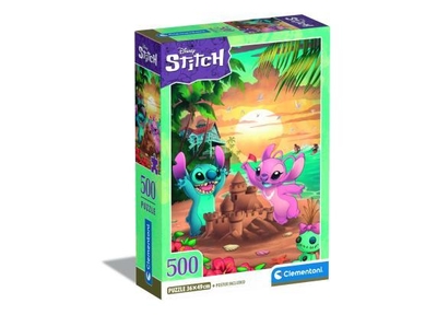 Clementoni - Puzzel - 500 Stukjes - Disney Stitch - Compact Box