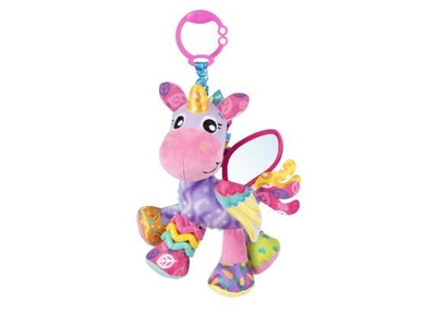 Playgro Activity Friend Stella Unicorn - Baby Speelgoed - Hangspeeltje - Kinderwagenspeeltje - Rammelaar - Kinderwagenaccessoire - Buggyaccessoire- - Educatief Speelgoed - Knuffeldier