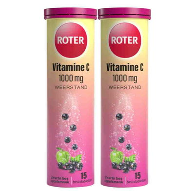 2x Roter Vitamine C 1000 mg Appel- Zwarte Bes 15 bruistabletten