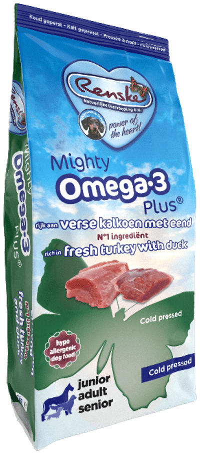 Renske Mighty Omega Plus Koud Geperst - Hondenvoer - Kalkoen Eend 12 kg