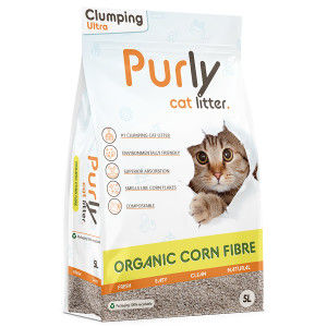 Purly Organic Supreme klontvormende maisvezel kattenbakvulling 6 x 5 liter