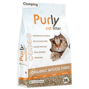 Purly Organic klontvormende houtvezel kattenbakvulling 2 x 10 liter