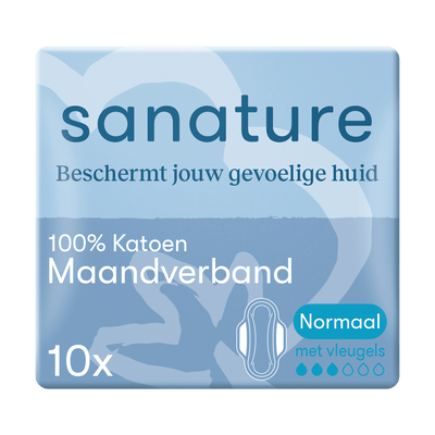 Sanature - Maandverband Normaal Met Vleugels - 100% Katoenen - 10 stuks