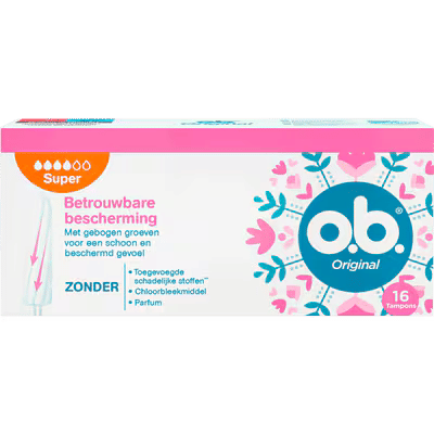 O.B. Tampons - Original Super - Gebogen Groeven - 16 stuks