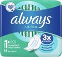 Always - Maandverband Ultra Normal - Met Vleugels - Maat 1 - 14 Pads